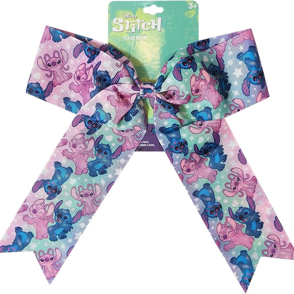 NWT Disney Stitch Hair Bow For Girls,  One Large 4” Printed Hair Bow